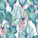 Pink Wallpaper with Plant's Leaves