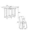 TOPMAX Space-Saving 5-Piece Extendable Kitchen Dining Table Set for Small Spaces - Round Faux Marble Top with Black Frame, 4 Upholstered Chairs, Compact Foldable Design,White+Beige