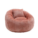 COOLMORE Modern Extra Large Round Bean Bag Chair with Footrest for Living Room, Chenille Fabric Lazy Sofa with Pillow for Adults, Teenagers,Child, Suitable for Bedroom, Dormitory, Study Room