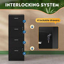 4 Drawer Locking File Cabinet For A4 And Letter Files Black Wood