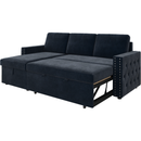 85 Inches Sofa Bed, 3 Seater Sleeper Sofa with Storage Chaise, Square Handrail With Pull and Copper nail,Chenille, Pull Out Couch for Living Room