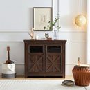 Coffee Bar Cabinet, Kitchen Storage Cabinet, Modern Farmhouse Buffet Sideboard and Adjustable Shelf, Barn Door Accent Cabinet for Kitchen, Dining Room, L38''*W15.35'*H35' Espresso