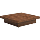 Square Marble Veneer Coffee Table Sliding Top with Storage in Walnut 39.4"