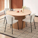 47 Inch Round Dining Table Set Beige Oak Boucle Padded Seating