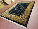 6x9 Aubusson Design Nepali Tibetan Rug Black & Tan Hand-Knotted Wool Carpet Soft Plush Pile New Rug Nice