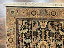 Heriz Rug 3.6 x 5, Handmade Vintage Wool Carpet, Couristan Carpet, Persian Design, Black