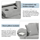 Modern Sectional Sofa with Storage Ottoman, L-Shape Couch with 2 Pillows and Cup Holders, Gray Velvet, 105 inch