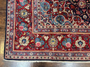 Navy Blue Persian Rug 9x12, Antique Persian Carpet, Kork Wool, 200 KPSI, Persian Kashan Rug