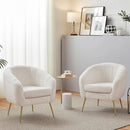 Ivory Boucle Upholstered Accent Chair Removable Cushion