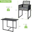 3 Piece Outdoor Dining Set With Folding Backrests And Tempered Glass Tabletop For Patio And Poolside