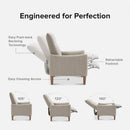 Arthur Mid Century Recliner Chair With 3 Positions Taupe Stripe Jacquard