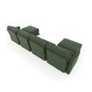 Elegant Four-Seater Sofa with Movable Ottoman, Lumbar Pillow, Green Chenille Fabric, Solid Wood Frame