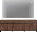 Brown 3 In 1 TV Stand For 100 Inch TV Adjustable Shelves Metal Base