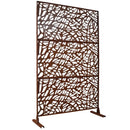 Outdoor & Indoor Privacy Screen Metal Privacy Screen 76' H×48' W, Freestanding Decorative Privacy Screen for Deck Balcony Patio, Rust Red Steel