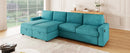 Convertible U-shaped Sectional Sofa with Storage Chaise Lounges & USB Ports, Teal, Twill Polyester, 103.9'