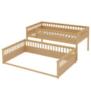 Full XL over Queen Bunk Bed with Ladder and Guardrails, Natural