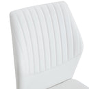 Luxury Simple Chair Set of 4 White PU Material High Resilience Dining Chair with Metal Silver Leg