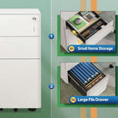 White 3 Drawer Slim File Cabinet For Office Lockable