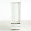 Modern Upholstered Glass Display Cabinet with Adjustable LED Light in White, 71'' Tall