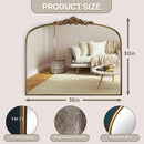 Vintage Gold Mirror 36 By 30 Inch Arched Metal Frame