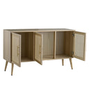 Wooden Accent TV Cabinet With 3 Doors - Brown