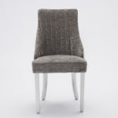 Rayon Cloth Flocking Chenille Dining Chairs Channel Kitchen Dinner Chair Comfy Fabric Upholstered Accent Chair for Dining Room with Silver Brushed Stainless Steel Legs,Set of 2 (Gray), SW1747GY