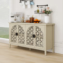 Hollowed-out Cabinet with 4 Doors, American Furniture, Suitable for Bedroom, Living Room, Study