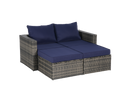 8 Piece Outdoor Patio Sofa Set, Sectional L- Shaped Patio Furniture Wicker Patio Conversation Set with Curved Sofa  Ottoman & Glass Top Table for Backyard Poolside