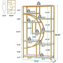 Industrial 5 Tier Etagere Bookcase Gold Frame Shelves