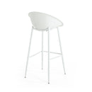 Modern Gable Outdoor Barstool Set of 2 with Weather-Resistant Plastic and Iron in White