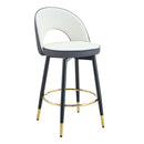 Modern White and Dark Gray Spliced Color PU Upholstered Bar Chair with Black Metal Legs, 360° Rotatable, Set of 2