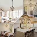 4 Light Farmhouse Chandelier With Rustic Wood Cage Light