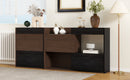Set of 2, 32.5''-58.8'' Extendable & Rotating Cabinet with 1 Drawer, 90-Degree Corner Cabinet, Multifuctional Storage Combination Cabinet for Living Room, Hallway, Entryway, Black & Walnut