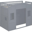 Twin Size House Loft Bed With Ladder and Wardrobe-Grey
