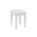 Compact Makeup Vanity Table with Reversible Mirror, Dressing Table Set with Stool, Space-Saving Beauty Station for Small Places, White