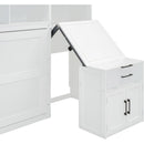 Twin Size Murphy Bed Wall Bed with Closet , Drawers & Desk-White