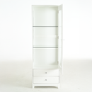 Modern Upholstered Glass Display Cabinet with Adjustable LED Light in White, 71'' Tall