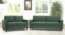 Green Mid Century Modern Couch and Loveseat Set for Small Spaces