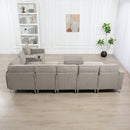 Convertible Sectional Corduroy  Sofa with Storage Ottoman,Cupholders, USB Ports for Living Room Apartment,Gray