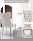 Velvet Dining Chairs Set Of 2 Beige Tufted Upholstered