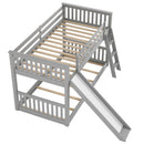 Twin over Twin Bunk Bed with Convertible Slide and Ladder, Gray(Old SKU: SM000213)