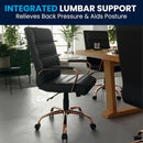 Whitney Mid Back LeatherSoft Desk Chair With Adjustable Height Black Rose Gold