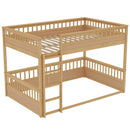 Queen over Queen Bunk Bed with Ladder and Guardrails, Natural