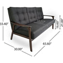 Athena Mid Century Waffle Stitch Tufted Accent Sofa with Rubberwood Legs