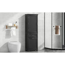 Tall Bathroom Storage Cabinet, Freestanding Storage Cabinet with Two Different Size Drawers and Adjustable Shelf, MDF Board with Painted Finish, Black