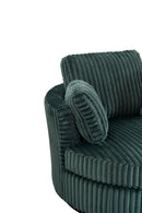Oversized 360 Degreed Swivel Accent Chair Modern Soft Plush Corduroy Round Barrel Chair for Living Room Bedroom with Pillows, Green