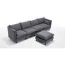 Modular Sectional Sofa,  L Shaped Couch Set for Living Room, 4-Seater Comfy Cloud Couches with Movable Ottoman Dark Grey