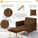2 Piece Velvet Sofa Set With Adjustable Armrests, 70 Inch Convertible Futon Sofa Bed, Brown