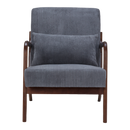 Mid-Century Modern Accent Chair, Arm Chair Living Room Chairs with Pillow Upholstered Reading Chair with Solid Wood Frame &  Living Room Bedroom Balcony (Antique Dark Grey)