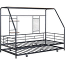 Twin Size Metal House Bed with Trundle, Black